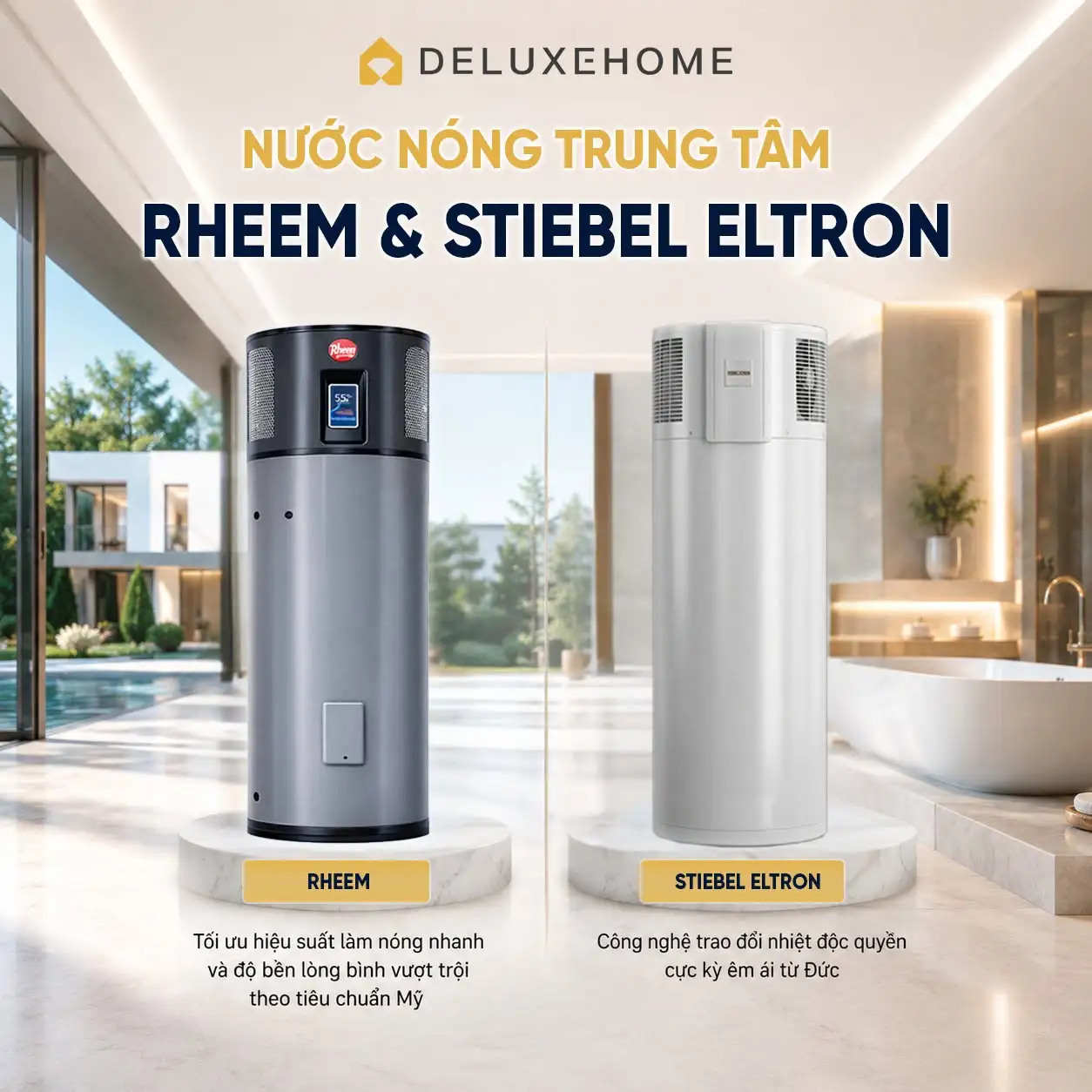 Nước nóng cho gia đình bằng hệ thống Heat Pump trung tâm