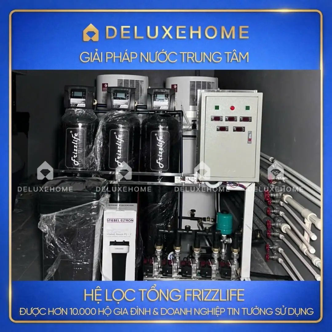 Hệ thống lọc tổng đầu nguồn Frizzlife xử lý độ cứng của nước cho gia đình