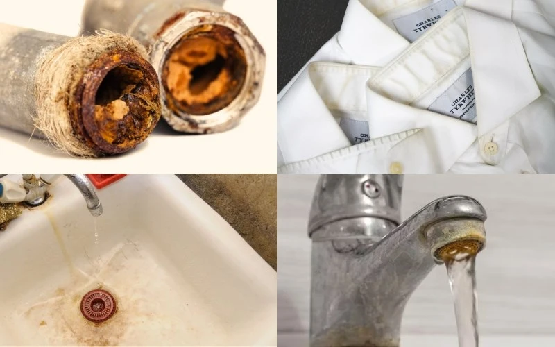 Cặn sắt bám trên vòi nước và thiết bị vệ sinh