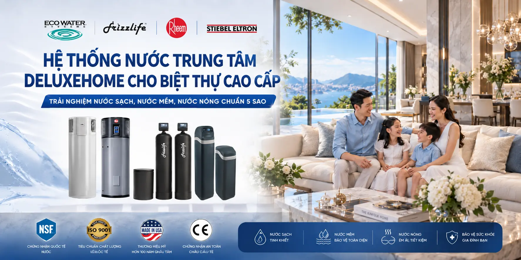 DeluxeHome cung cấp Giải Pháp Nước Trung Tâm Hiện Đại cho biệt thự cao cấp