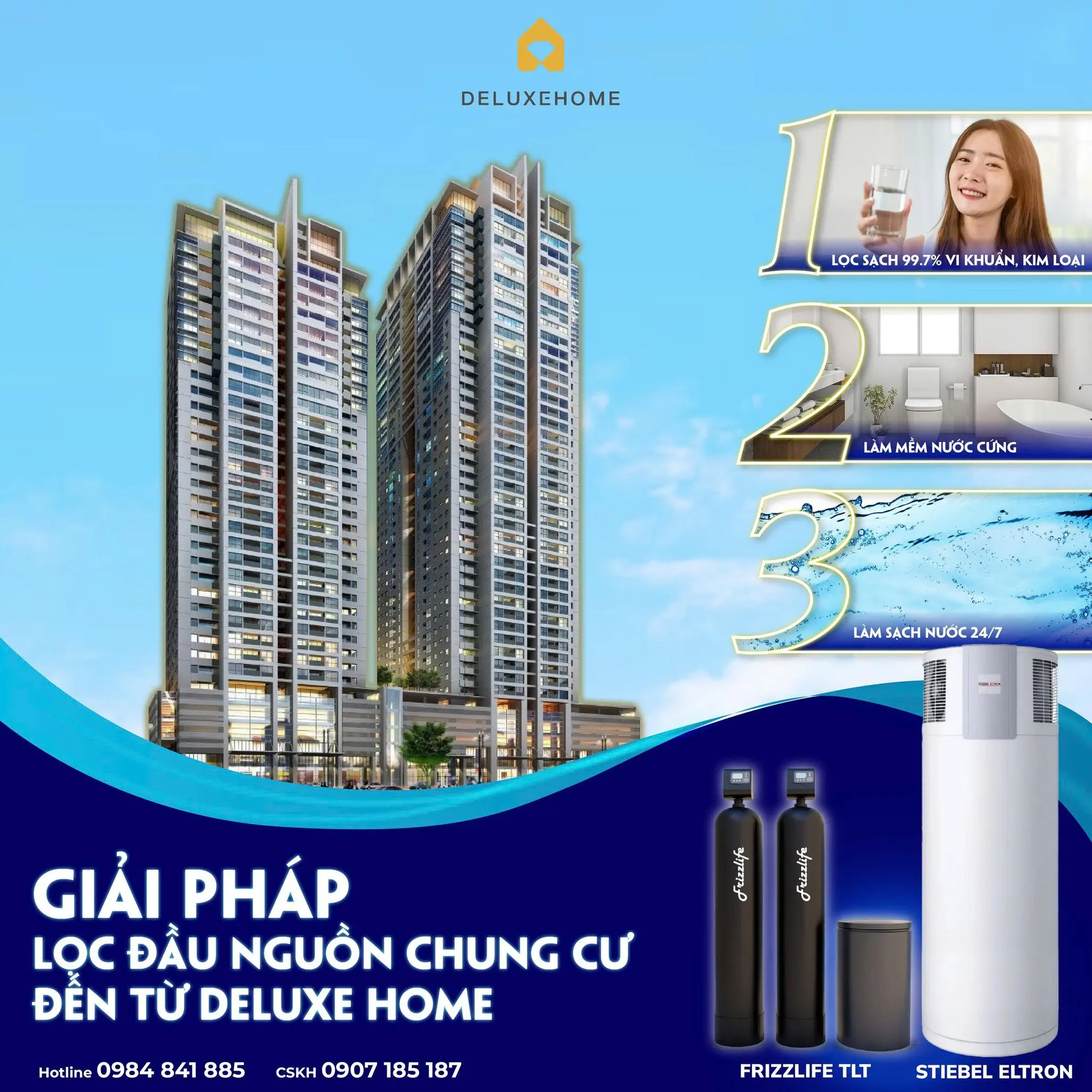 Lọc tổng Frizzlife - Giải pháp máy lọc nước tổng cho căn hộ chung cư được nhiều gia đình lựa chọn